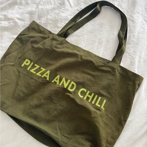Zara Tote Bag with 'Pizza and Chill' Print